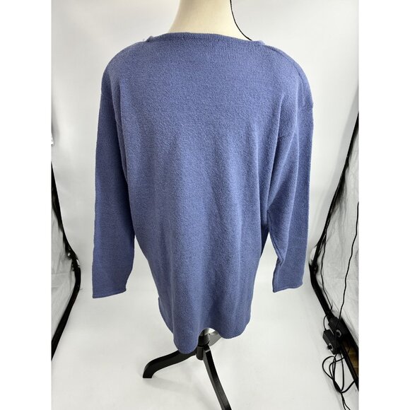 Vintage 90s Express Womens M Blue Oversized Sweater Long Sleeve Slouchy Top - Picture 4 of 7